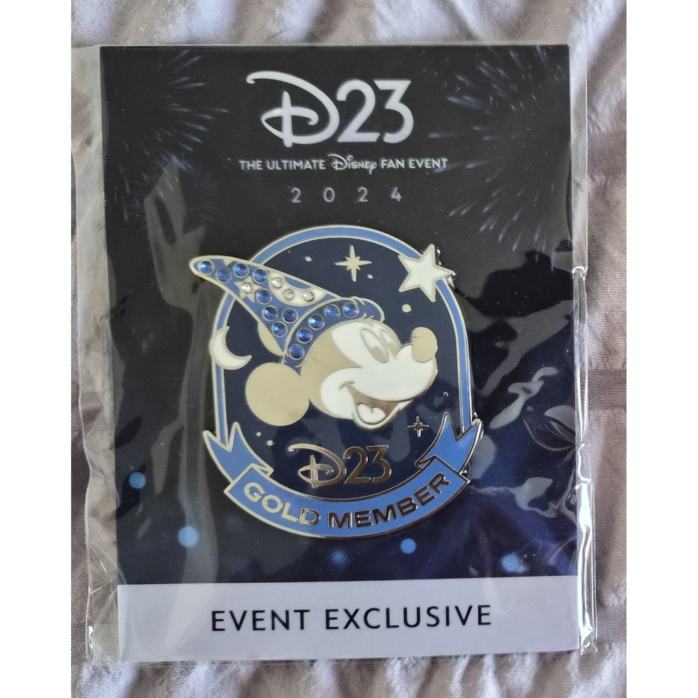 Disney Pin D23 Expo Gold Member Sorcerer Mickey Mouse 2024 Exclusive NEW SEALED